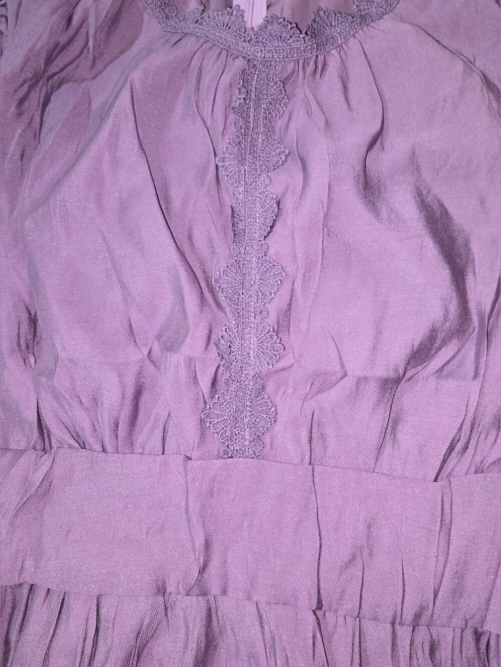 Elegant Mauve Maxi Dress with Smocked Waist - Picture 3 of 4